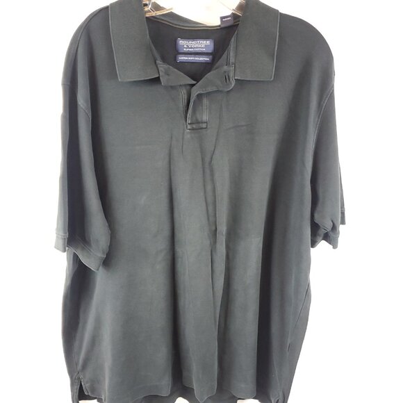 Roundtree & Yorke Supima Cotton Mens Polo Blk Luster Soft Collection Shrt Slv XL - Picture 2 of 9